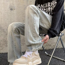 Men Jeans Washed-out Vintage Jeans Men's Slim Fit Skinny Straight Cargo Pants