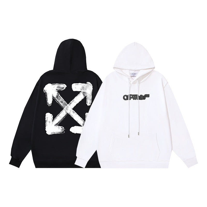 OW three-dimensional arrow pattern pullover hooded sweater
