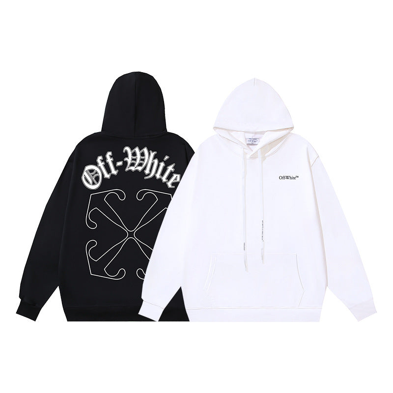 OW Sanskrit alphabet arrow print hooded sweater