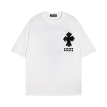 CHH Heart T Shirts Croix Cross Leather Printed Short Sleeve T-Shirt