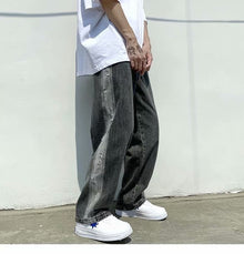Men Jeans Ripped Jeans Summer Baggy Straight Trousers Wide Leg Trousers