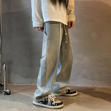Men Jeans Washed Jeans Men Spring Baggy Straight Trousers