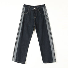 Men Jeans Distressed Straight Wide Leg Jeans Men Autumn Loose Casual Trousers