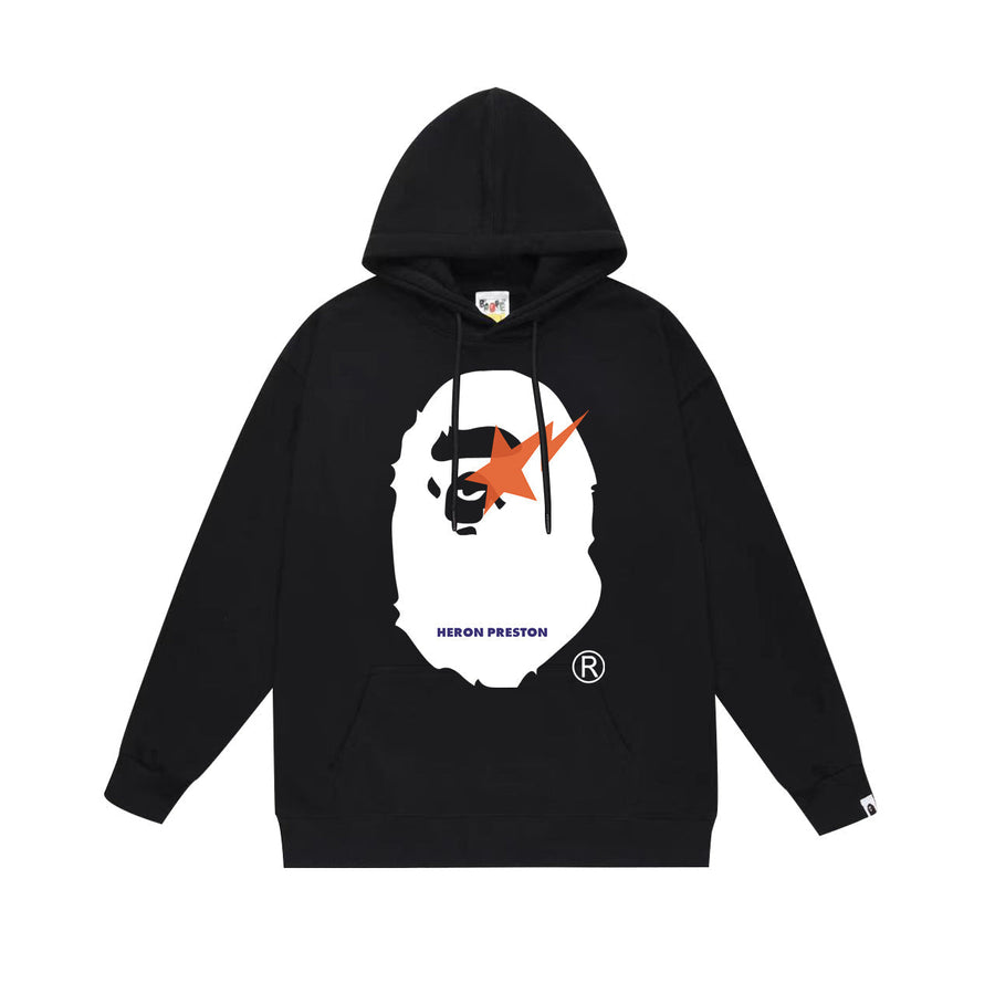 Bathing Ape Bape Hoodie Autumn/Winter Letter Print Loose Hoodie Pullover Ape Sweater