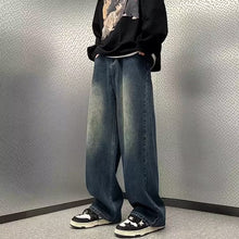 Men Jeans Washed Straight Jeans Spring and Autumn Loose Wide Leg Summer Casual Pants