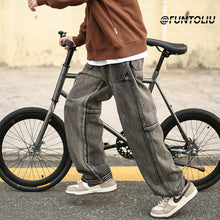 Men Jeans Cargo Jeans Male Autumn and Winter Loose Straight-Leg Trousers