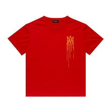 Amiri T Shirt Orange Printed Casual Hip Hop High Street round Neck Short Sleeve T-shirt