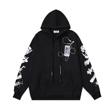 OW mobile phone floral earphone print pattern hooded sweater