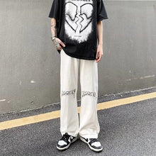 Men Jeans Printed Jeans Men Baggy Straight Trousers