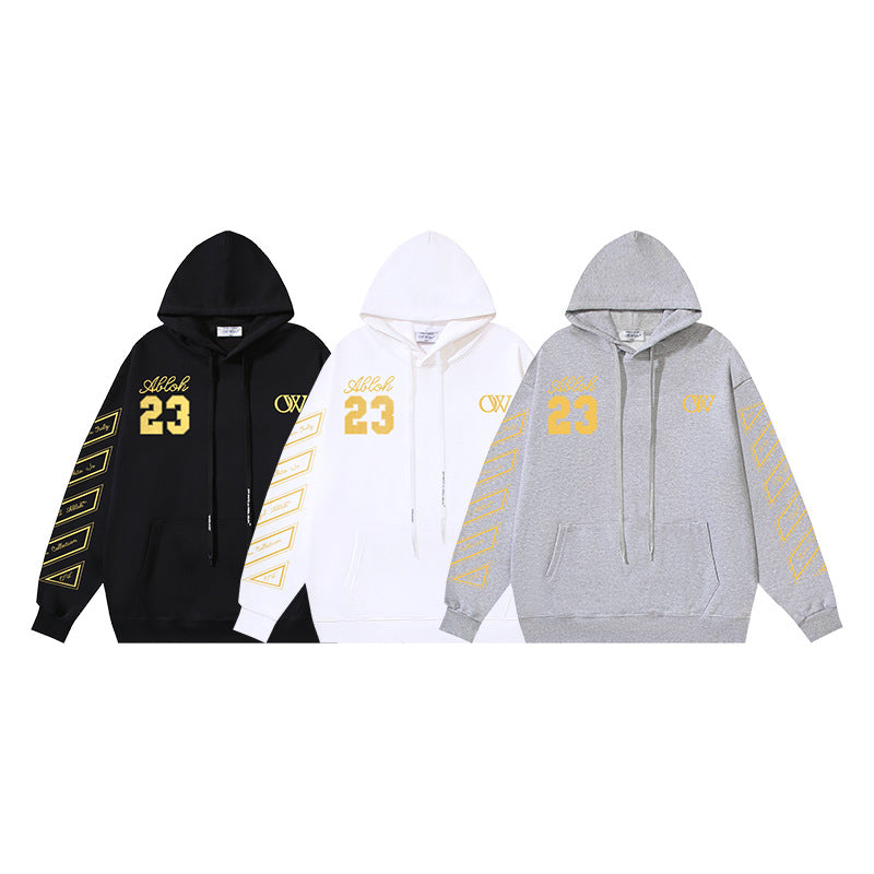 OW 23 numeric alphabet print hooded sweater