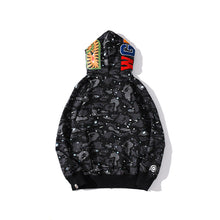 Bathing Ape Bape Hoodie Luminous Starry Sky Two-Hat Cardigan Zipper Velvet Shark