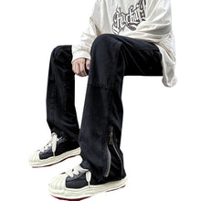 Men Jeans Vintage Jeans Black Elastic Loose Straight Casual Trousers