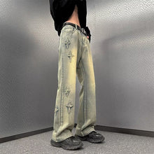 Men Jeans Straight Oversize Summer Slightly Flared Wide Leg Pants