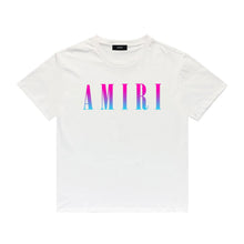Amiri T Shirt Gradient Letter Flower Casual Hip Hop Short Sleeve T-shirt