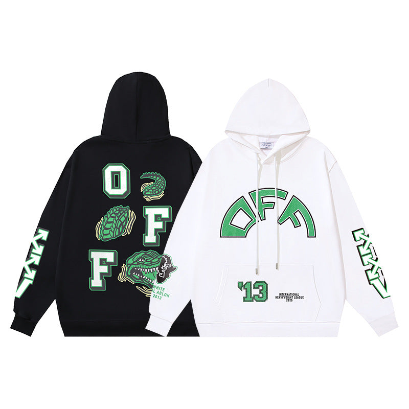 Off White hoodie Alligator Alphabet Pattern Pullover Hood