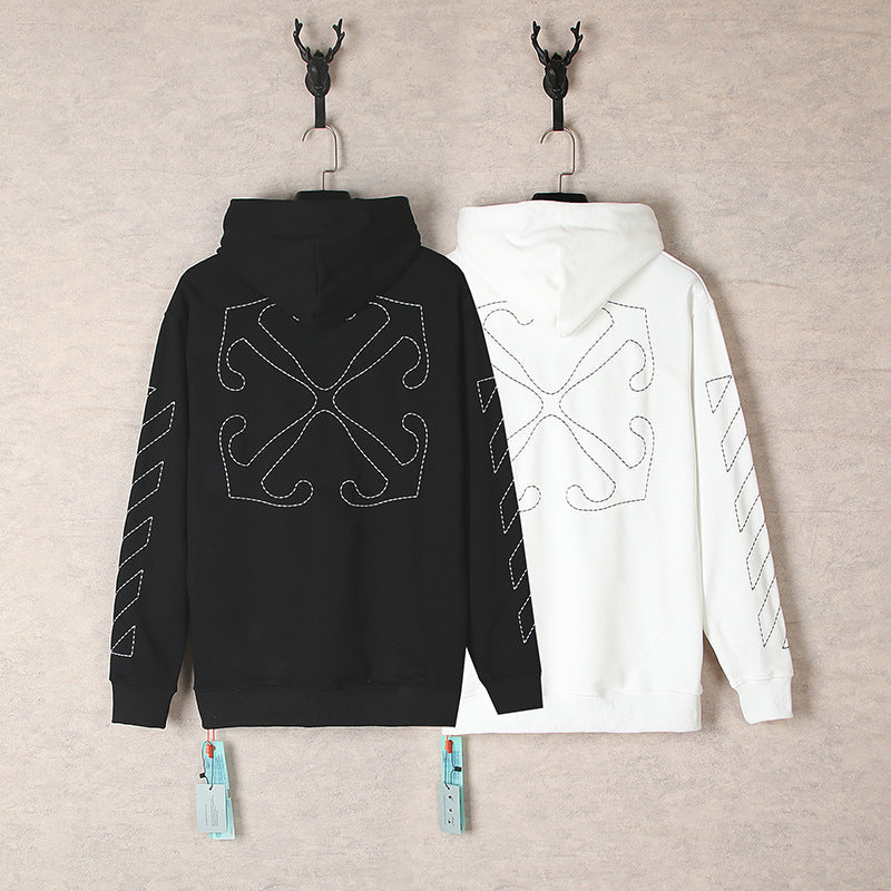 Off White hoodie embroidered arrow pattern