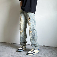 Men Jeans Ripped Jeans Men's Washed Vintage Paisley Straight Casual Pants
