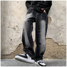 Men Jeans Ripped Jeans Men's Autumn Retro Loose Straight Trousers