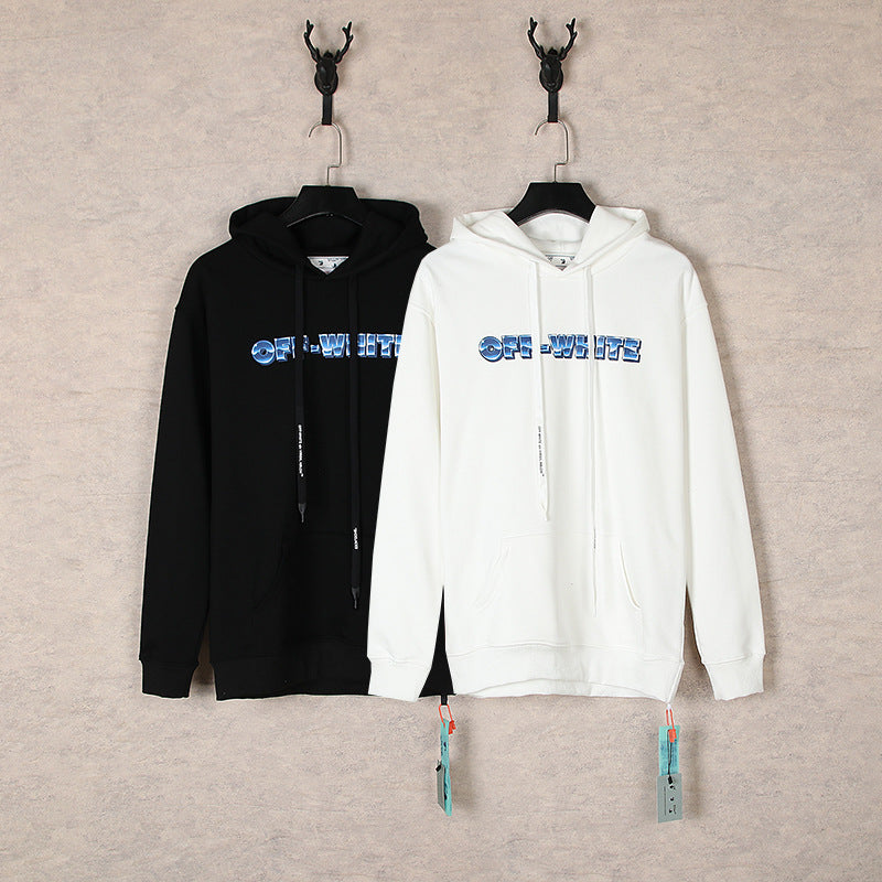 OW Ice Cube Arrow Pattern Pullover Hooded Sweater