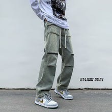 Men Jeans Cargo Jeans Spring and Autumn Zipper Wide Leg Trousers