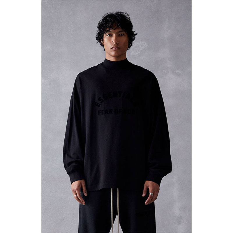 Fog Essentials Long Sleeve T-Shirt Silicone Logo Loose Crew Neck Long Sleeve T-Shirt