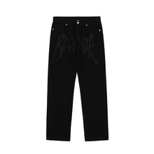 Men Jeans Black Jeans Men's and Women's Vintage Embroidered Straight Loose Jeans