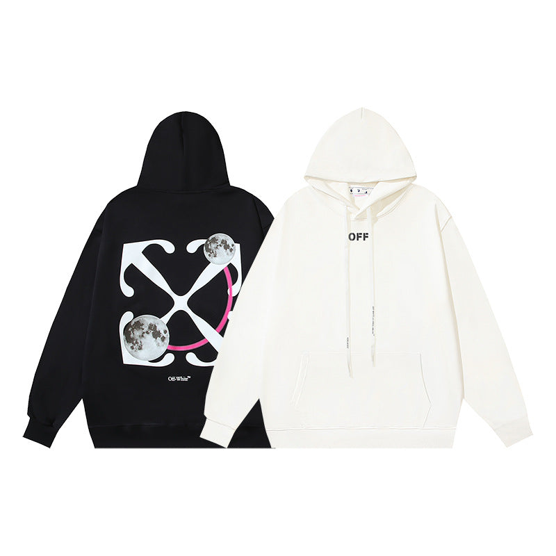 OW Saturn pattern arrow pullover hooded sweater