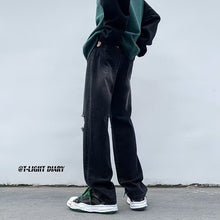 Men Jeans Ripped Jeans Men's Summer Retro Men's Black Trousers Loose Straight