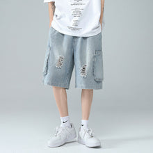 Men Jeans Ripped Denim Shorts Summer Overalls