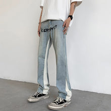 Men Jeans Water-Washing Embroidery Jeans Bootcut Trousers