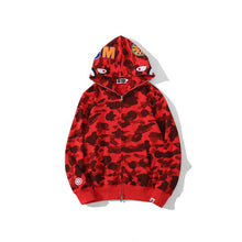 Bathing Ape Bape Hoodie Autumn and Winter Shark Head Terry Sweater Men's and Women's Casual Camouflage Thin Sweater Baggy Coat