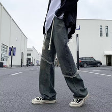 Men Jeans Washed Wide-Leg Pants Oldschool Worn Jeans