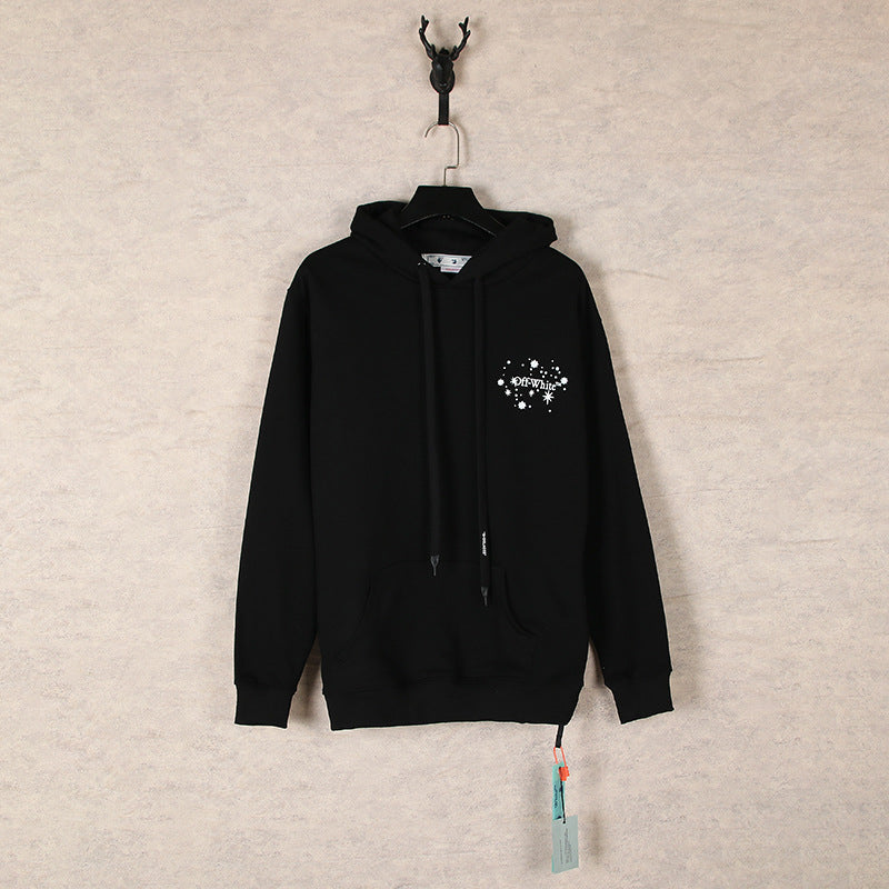 OW Snowflake Letter Arrow Pullover Hooded Sweater