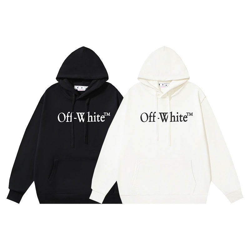 OW large letter pattern hooded sweater