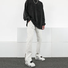 Men Jeans Casual Pants Zipper Cargo Pants Straight Bootleg Pants