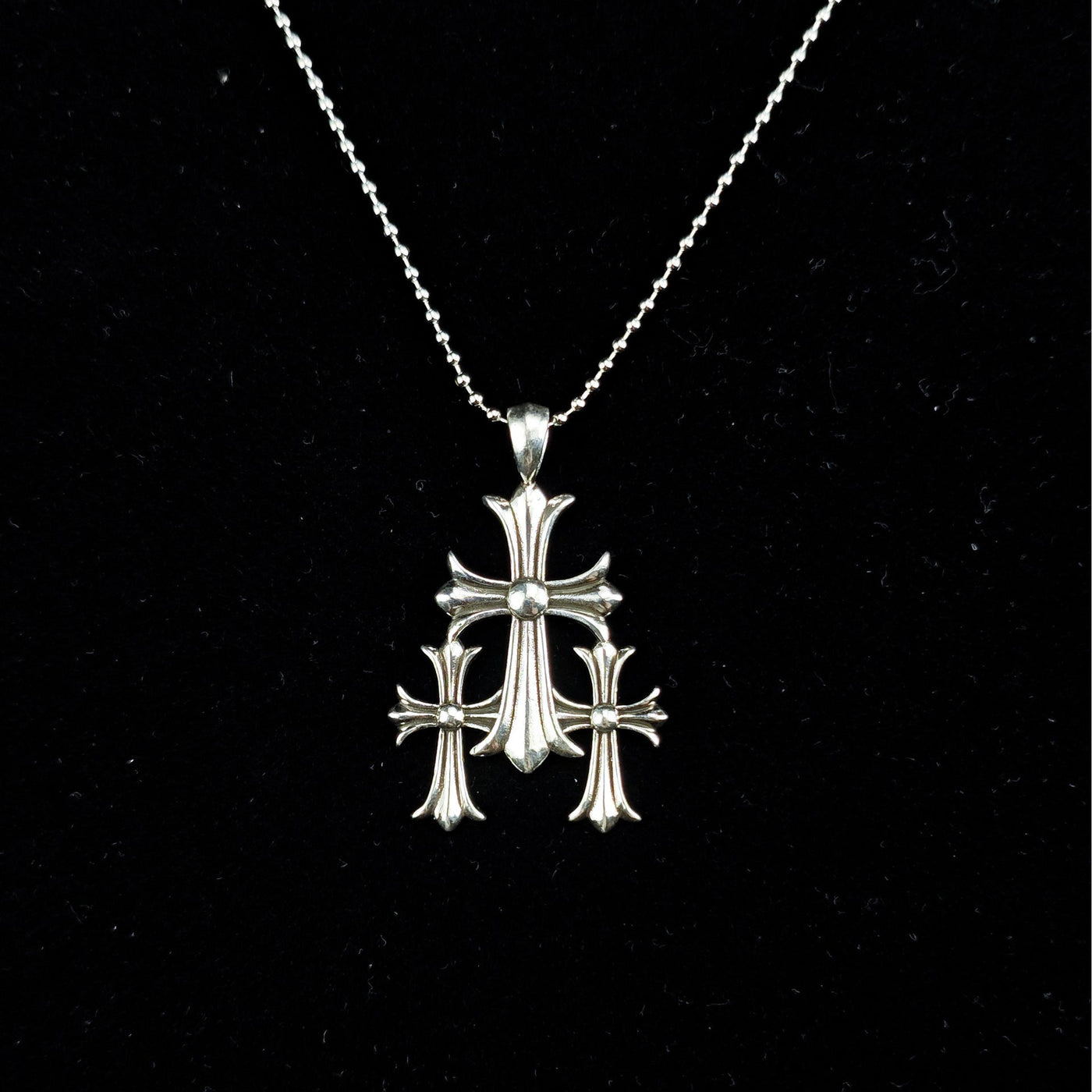 Chrome Hearts Necklace Cross Pendant Men's Vintage Thai Silver Letter Bead Necklace