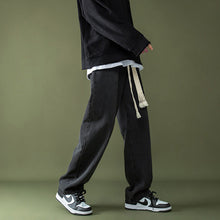 Men Jeans Spring and Autumn Straight Loose Drawstring Vintage