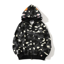 Bathing Ape Bape Hoodie Double Hat Luminous Camouflage Cardigan Zip Hooded Velvet Shark