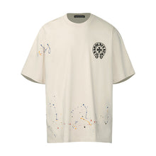 CHH Heart T Shirts Cross Leather Print Short Sleeve T-Shirt Loose