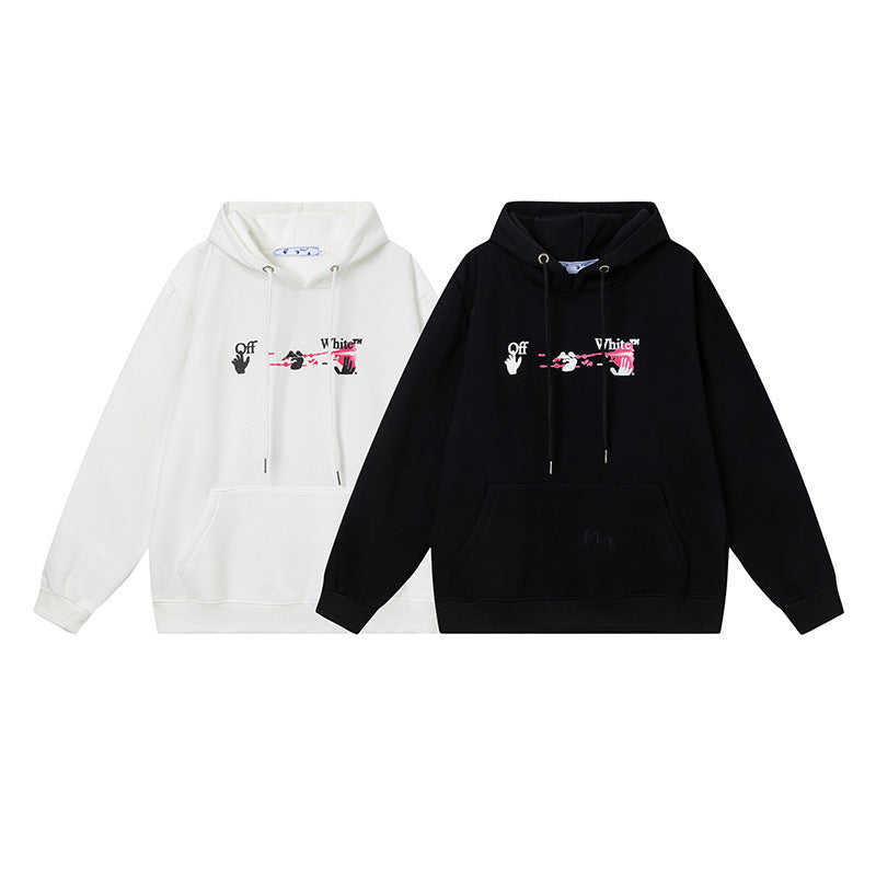 Off White hoodieOW 3D stereo pink arrow pattern hooded fleece