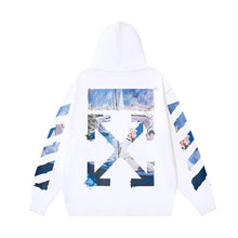 OW Monet oil painting arrow pattern print hooded sweater