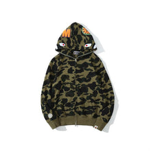 Bathing Ape Bape Hoodie Autumn and Winter Shark Head Terry Sweater Men's and Women's Casual Camouflage Thin Sweater Baggy Coat