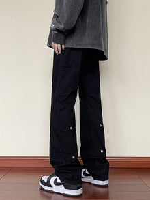 Men Jeans Spring and Autumn Straight-Leg Pants Loose Flared Trousers