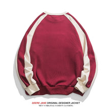 Men Pullover Hoodie Spring Patchwork Sweater Men Couple Letters round Neck Loose All-Match