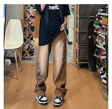 Men Jeans Vintage Jeans Spring and Autumn Distressed Baggy Straight Trousers