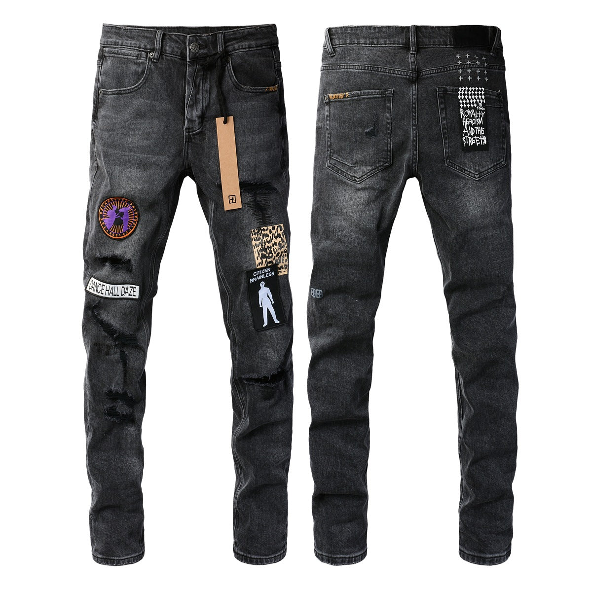 KSUBI Jeans Slim Fit Casual Stretch Ripped Jeans