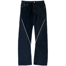 Men Jeans Zipper Jeans Design Slit Hiphop Washed Baggy Straight Trousers
