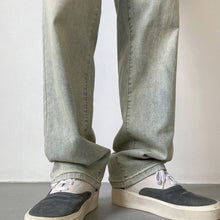 Men Jeans Washed Worn Jeans Male Hiphop Baggy Straight Trousers