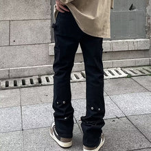 Men Jeans Casual Pants Loose Flared Straight-Leg Trousers
