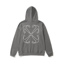OW Letter Arrow Pattern Pullover Hooded Sweatshirt